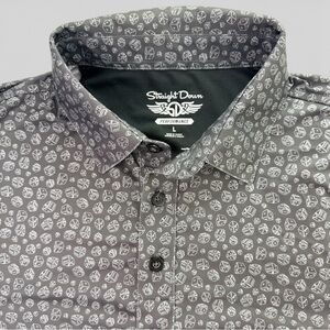 Straight Down Performance Golf Polo Shirt Men’s Large Gray Dice Print